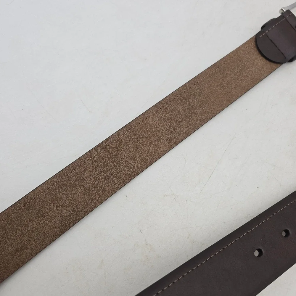 Structure Belt Brown Leather Dress Mens 36 Nickel Buckle NWOT